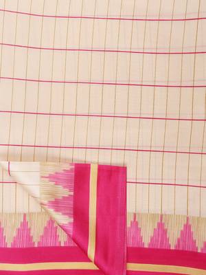 Beige Printed Poly Silk Saree With Blouse 5