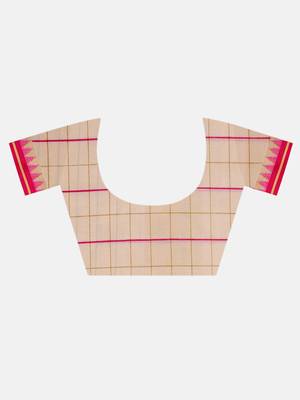 Beige Printed Poly Silk Saree With Blouse 6