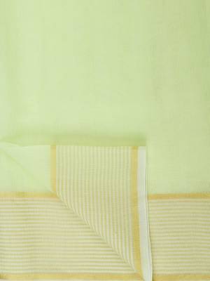 Green woven cotton silk saree with blouse 5