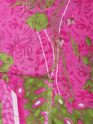 Pink printed georgette saree with blouse 5