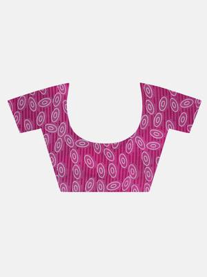 Pink printed georgette saree with blouse 6