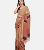Beige printed georgette saree with blouse