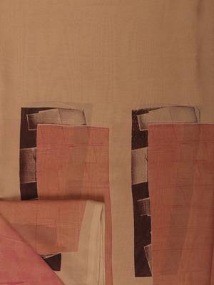 Beige printed georgette saree with blouse 7