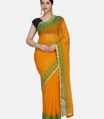 Yellow Printed Chiffon Sarees With Blouse