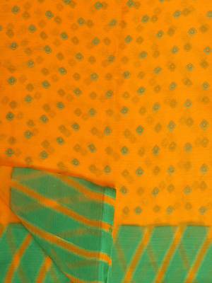 Yellow Printed Chiffon Sarees With Blouse 6
