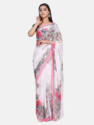 Multicolor Printed Georgette Saree With Blouse 1