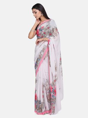 Multicolor Printed Georgette Saree With Blouse 3