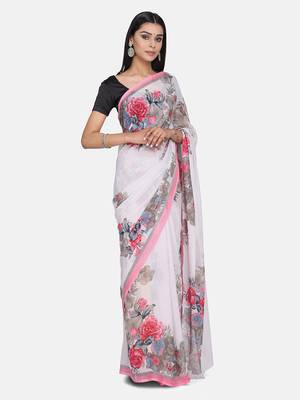 Multicolor Printed Georgette Saree With Blouse 4