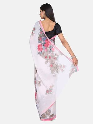 Multicolor Printed Georgette Saree With Blouse 5