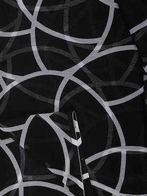 Black Printed Chiffon Saree With Blouse 7