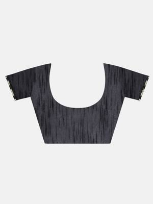 Black Printed Chiffon Saree With Blouse 8