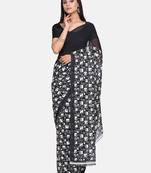 Black Printed Georgette Saree With Blouse