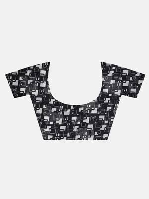 Black Printed Georgette Saree With Blouse 7