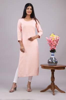 Women's Rayon Slub Straight Kurta 1