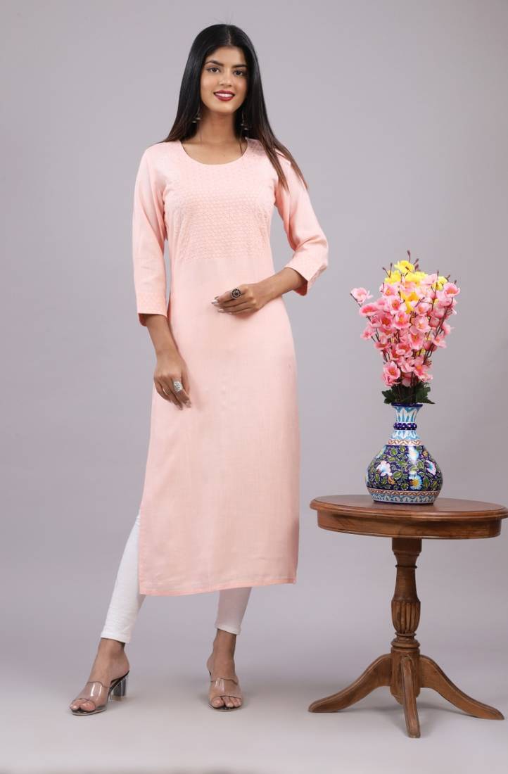 Women's Rayon Slub Straight Kurta