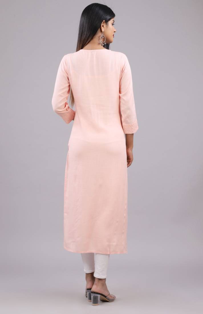 Women's Rayon Slub Straight Kurta