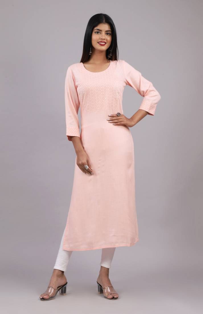 Women's Rayon Slub Straight Kurta