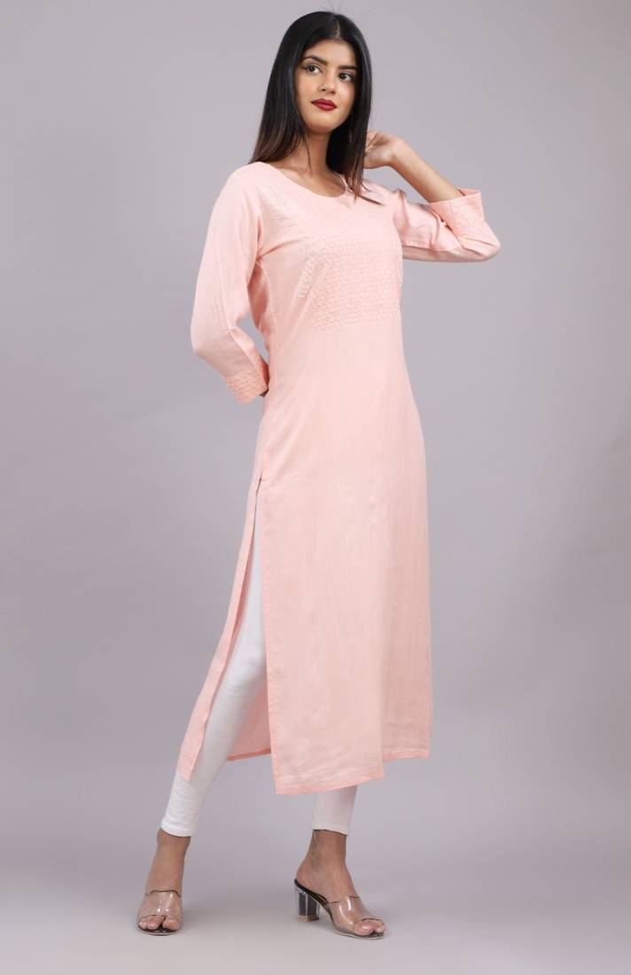 Women's Rayon Slub Straight Kurta