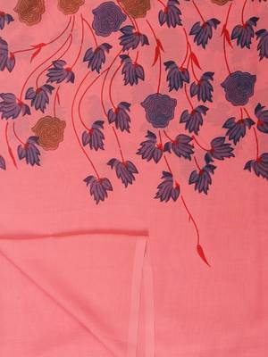 Peach printed georgette saree with blouse 7