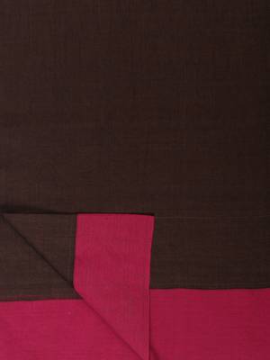 Chocolate Plain Work Khadi Cotton Handloom Saree With Blouse 5