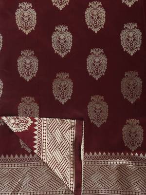 Maroon Woven Banarasi Silk Saree With Blouse 5