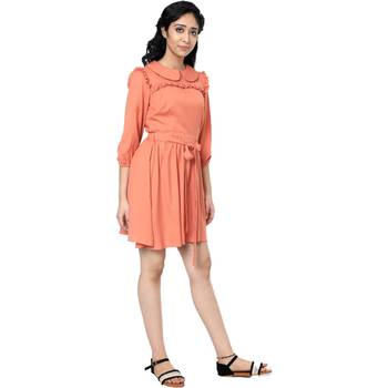WOZTY Women's Comfortable Round Neck 3/4 Sleeve Striped Midi Bodycon Dress 2