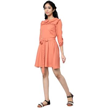 WOZTY Women's Comfortable Round Neck 3/4 Sleeve Striped Midi Bodycon Dress 3