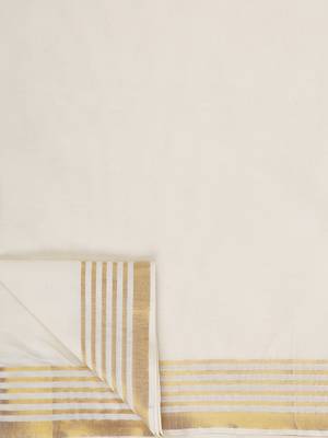 Cream Embroidered Cotton Saree With Blouse 6