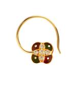 Designer Golden Meenakari Diamond Floral nose ring or Nose Pin
