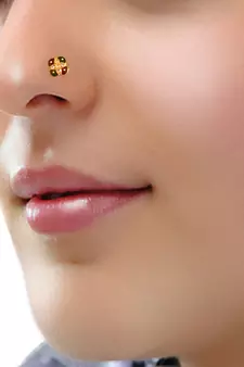 Designer Golden Meenakari Diamond Floral nose ring or Nose Pin