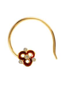 Designer Golden Meenakari Diamond Floral nose ring or Nose Pin