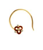 Designer Golden Meenakari Diamond Floral nose ring or Nose Pin