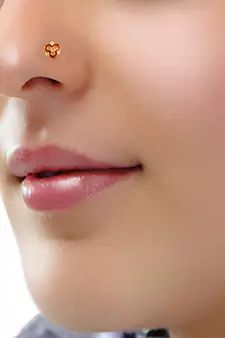 Designer Golden Meenakari Diamond Floral nose ring or Nose Pin