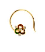Designer Golden Meenakari Diamond Floral nose ring or Nose Pin