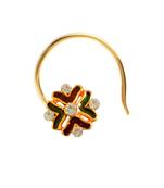 Designer Golden Meenakari Diamond Floral nose ring or Nose Pin