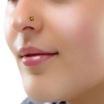Designer Golden Meenakari Diamond Floral nose ring or Nose Pin 5