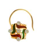 Designer Golden Meenakari Diamond Floral nose ring or Nose Pin