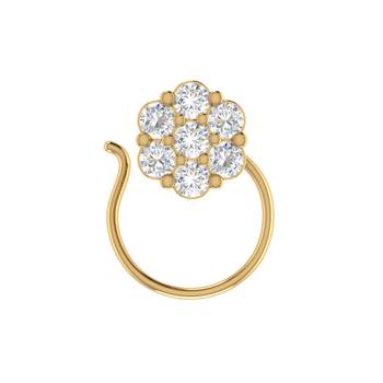 Designer Golden Meenakari Diamond Floral nose ring or Nose Pin 1