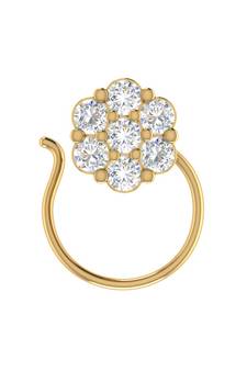 Designer Golden Meenakari Diamond Floral nose ring or Nose Pin