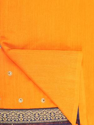 Orange Embroidered Silk Saree With Blouse 5