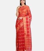 Red woven manipuri silk saree with blouse