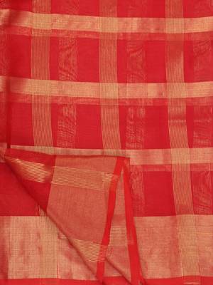 Red woven manipuri silk saree with blouse 6
