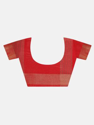 Red woven manipuri silk saree with blouse 7