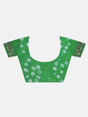 Green printed georgette saree with blouse 7
