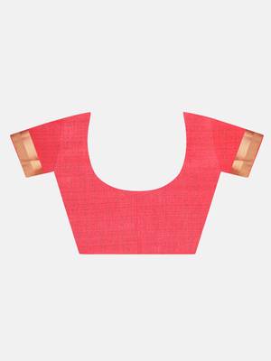 Pink printed art silk saree with blouse 7
