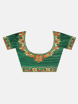 Red embroidered georgette saree with blouse 6