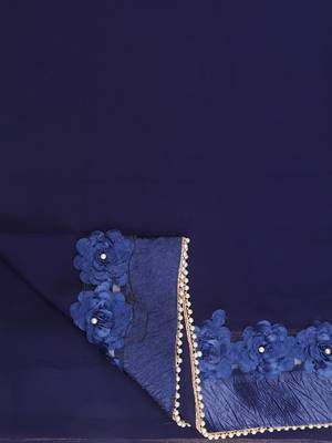 Blue embroidered georgette saree with blouse 5