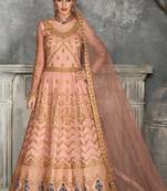 Peach Golden Embroidered Anarkali Suit
