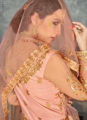 Peach Golden Embroidered Anarkali Suit 3