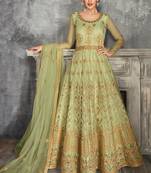 Green Golden Embroidered Anarkali Suit